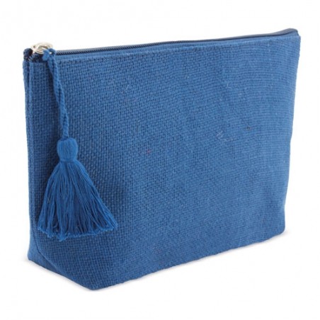Necessaire in juta laminata con frangia