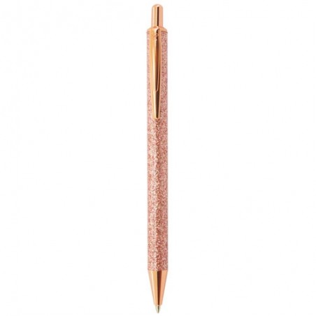 Penna in Metallo con Finitura Glitter Incapsulata: Colori Argento e Oro Rosa