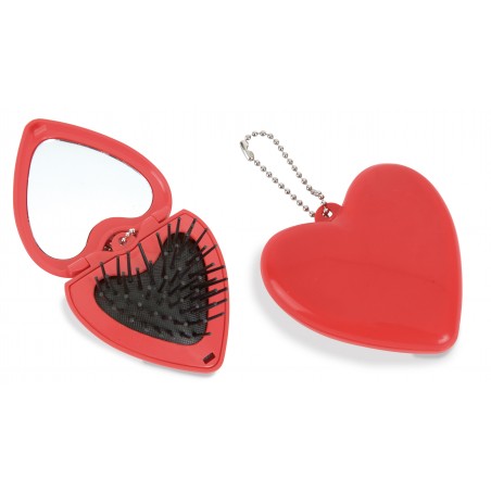 Spazzola da Tasca con Specchio a Forma di Cuore Pratica ed Elegante