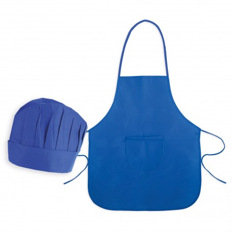 Set grembiule e cappello infantile in colore blu