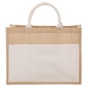 Borsa in Juta Laminata e Cotone con Tasca Esterna