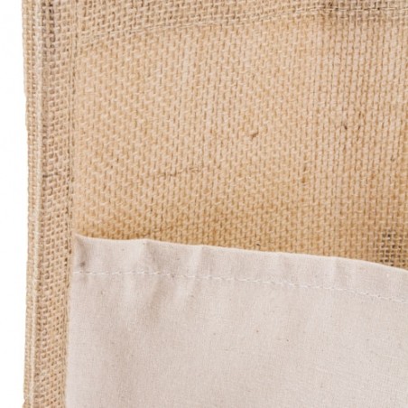Borsa in Juta Laminata e Cotone con Tasca Esterna