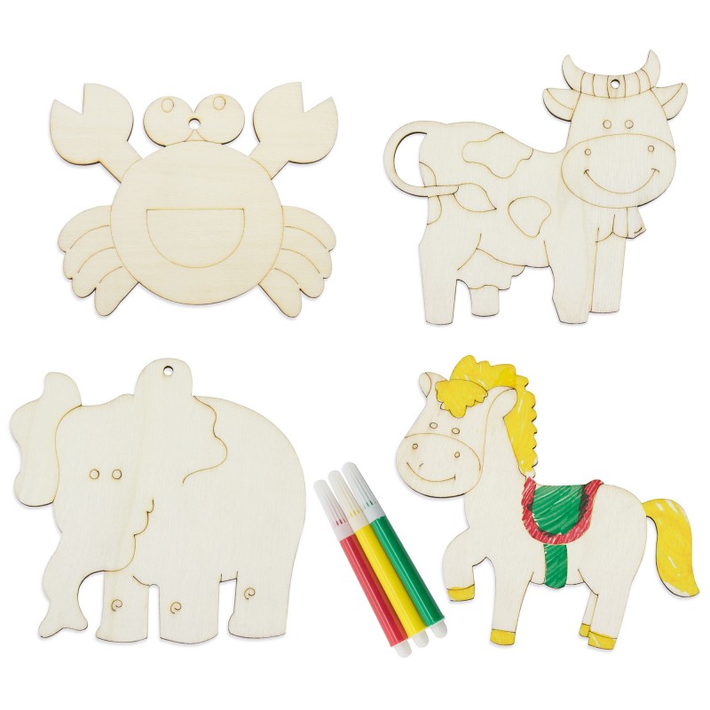 Set Pezzi In Legno Felice (4 Pz) Set Pezzi In Legno Felice (4 Pz)