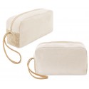 Necessaire in Cotone e Juta con Manico in Ecopelle Dettaglio Ecologico ed Elegante per Ospiti