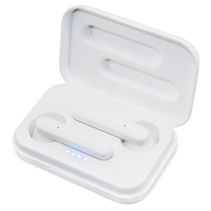 Cuffie bluetooth bianche presentate in confezione