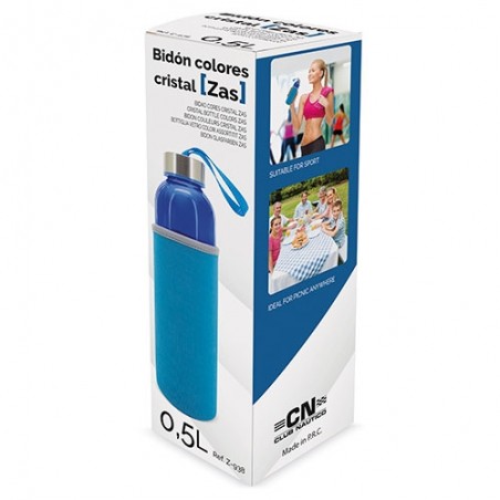 Bottiglia d'Acqua Riutilizzabile 500 ml Design Colorato con Custodia in Neoprene