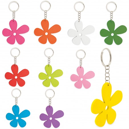 Portachiavi in legno Happy Flower (1 confezione da 10 unità)