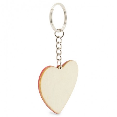 Portachiavi a forma di cuore rosso in legno