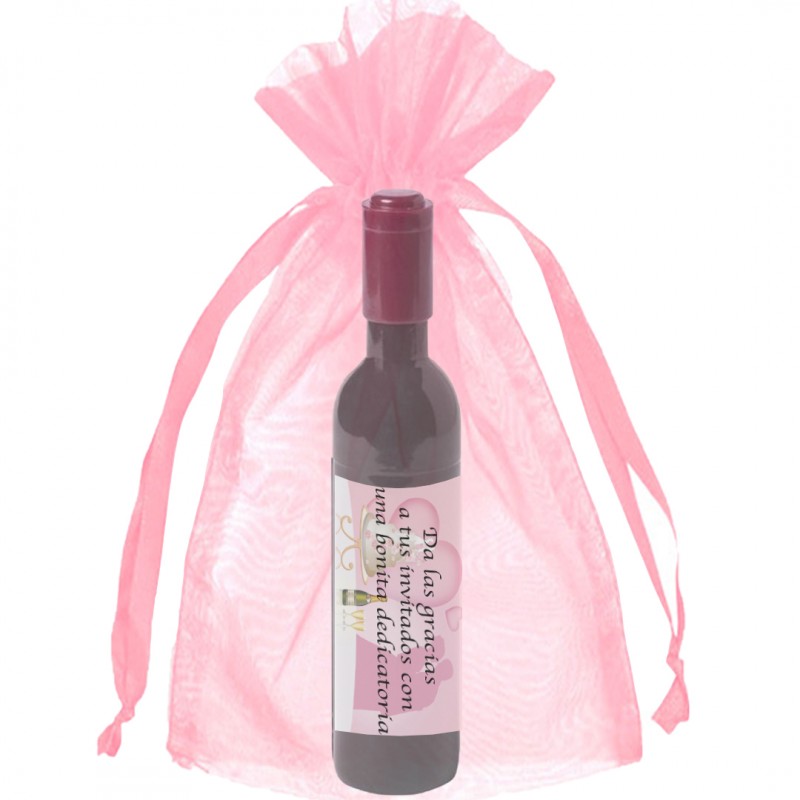 Cavatappi personalizzato con adesivo in borsa di organza rosa
