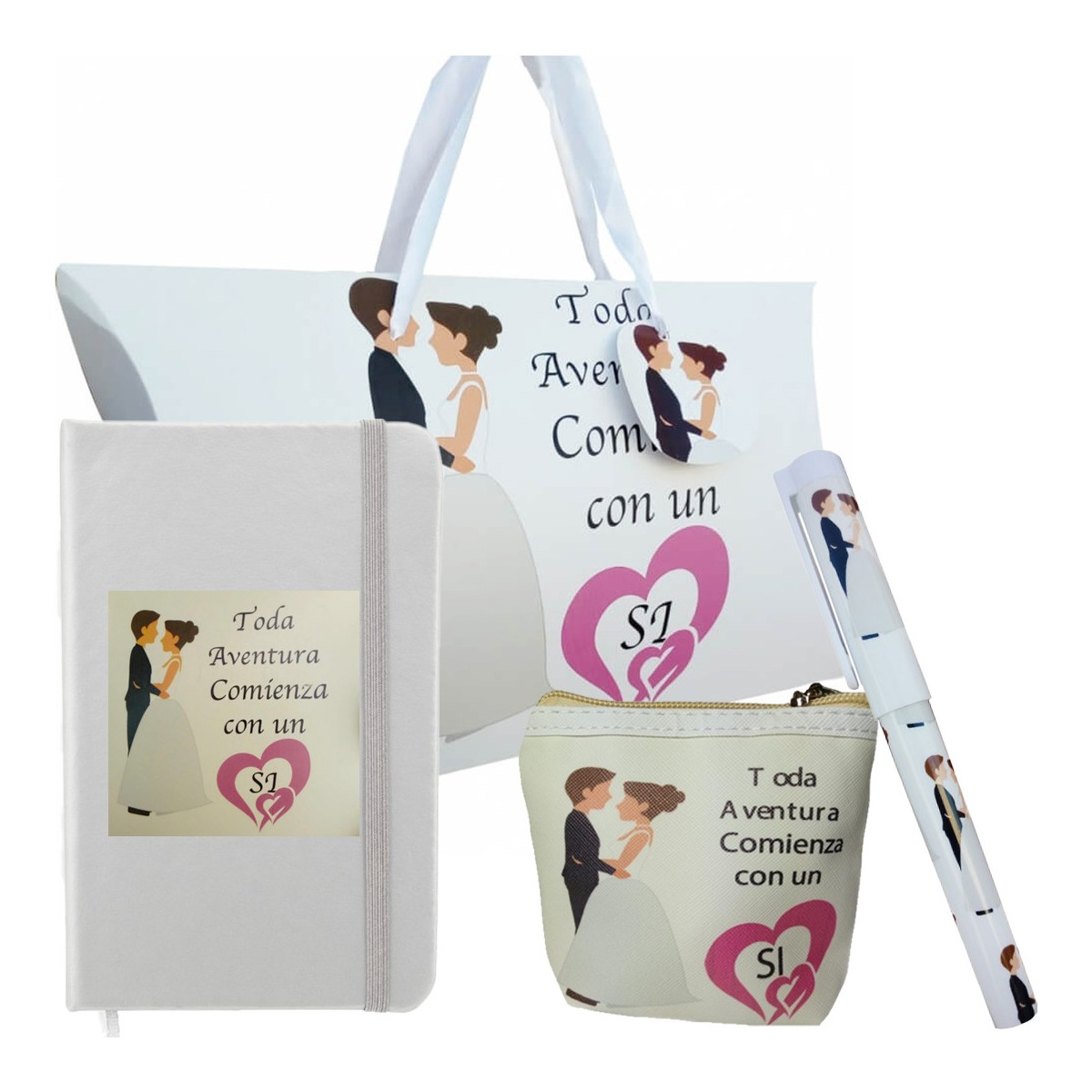 Set per Matrimoni Quaderno, Penna e Portamonete per le tue Invitate