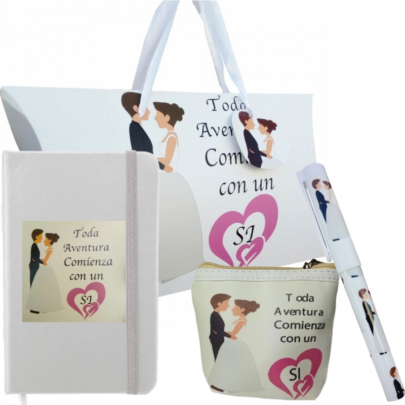 Set per Matrimoni Quaderno, Penna e Portamonete per le tue Invitate