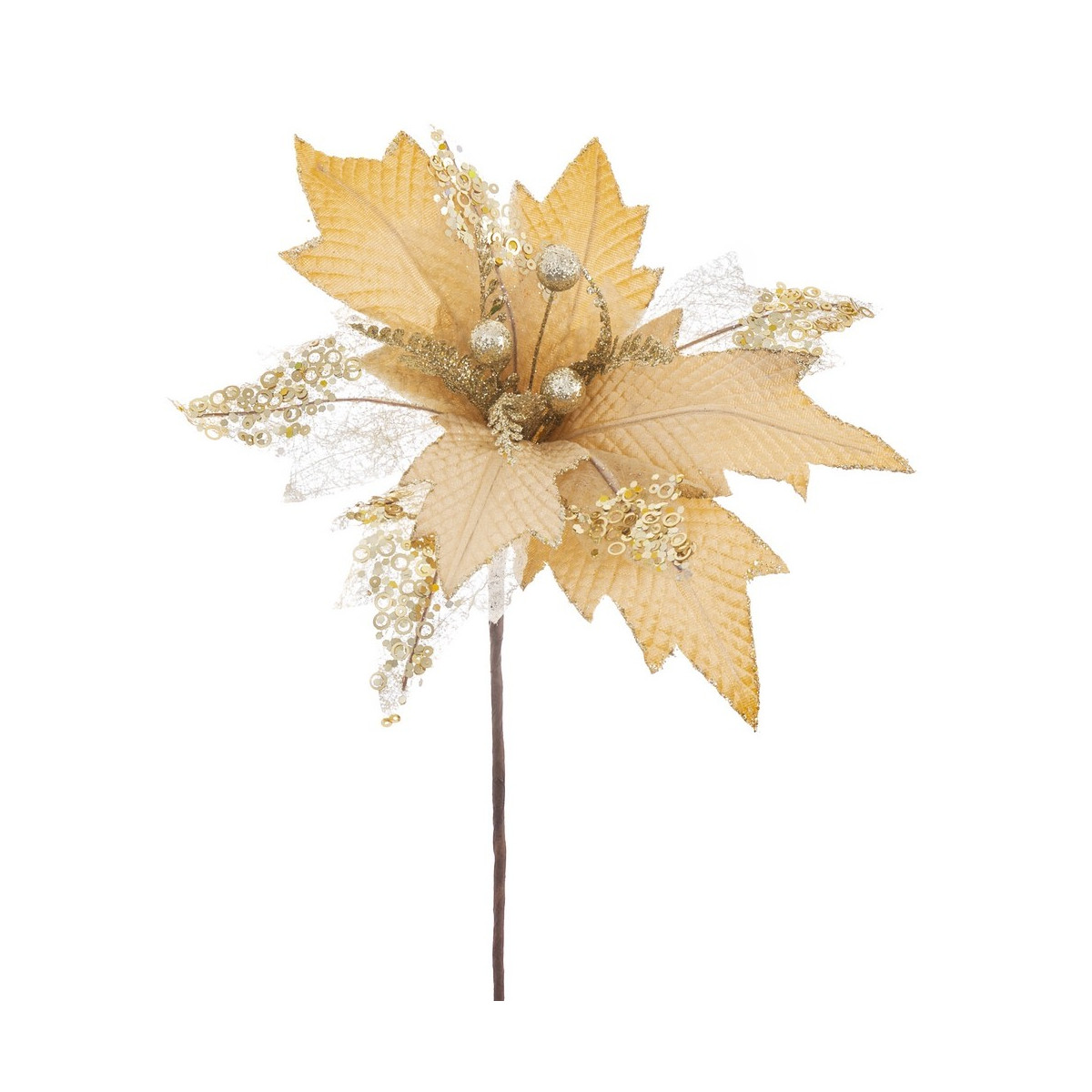 Fiore poinsettia tessuto oro 30 x 60 cm