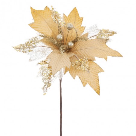 Fiore poinsettia tessuto oro 30 x 60 cm