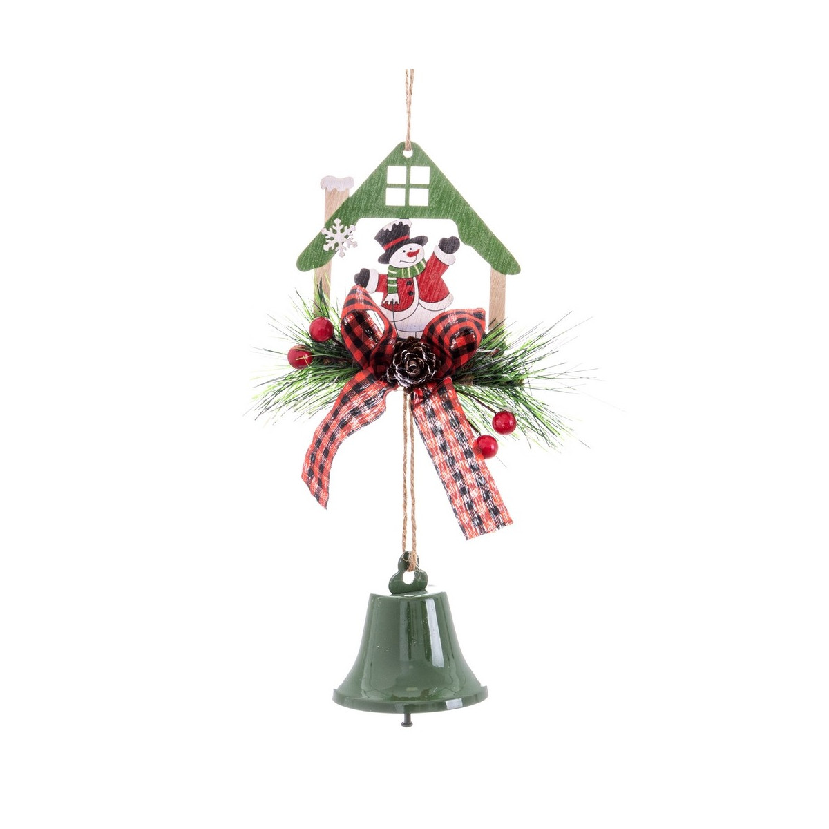 Ciondolo casa con campanella in legno 9 x 6 50 x 35 cm
