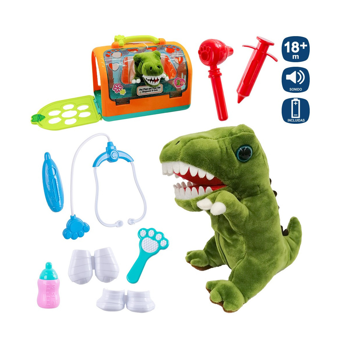 Dinosauro di peluche gabbia c. acc.try me 20 cm