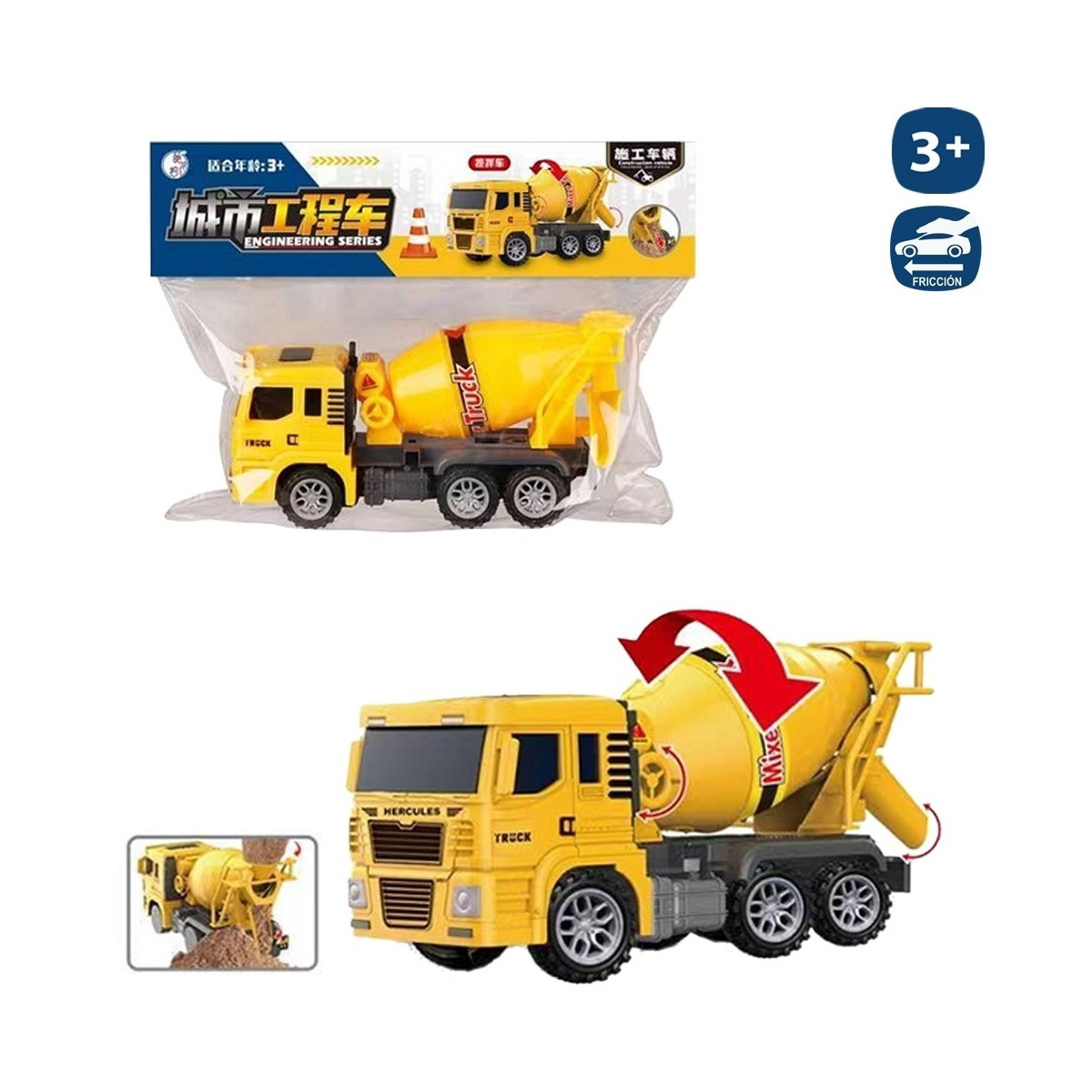 Camion betoniera a frizione 22 x 8 x 11 cm