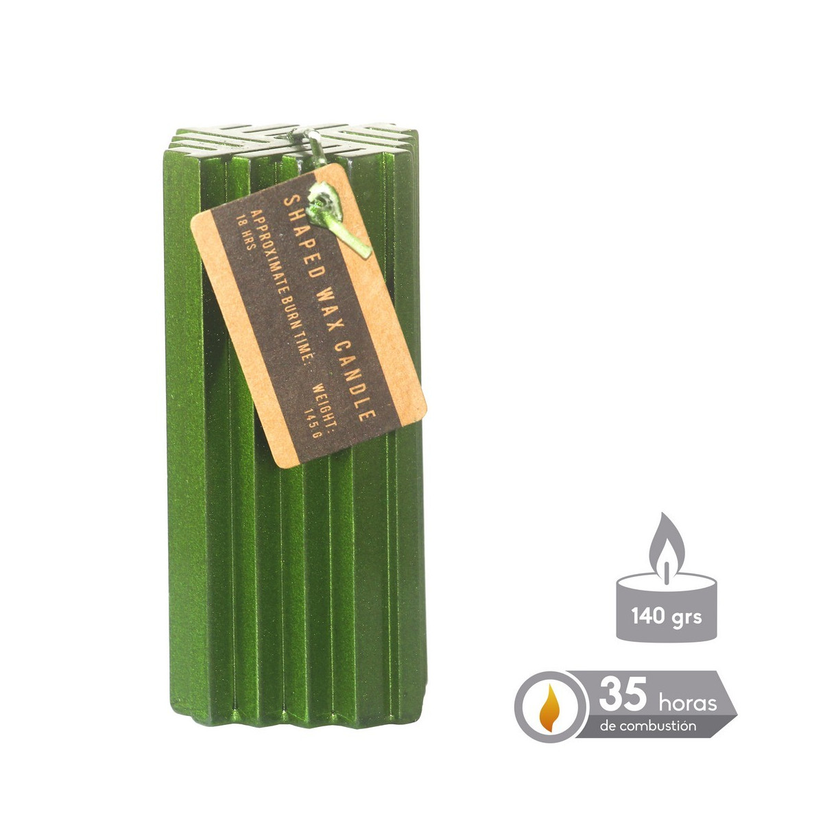 Candela verde metallica natale 4 50 x 10 cm