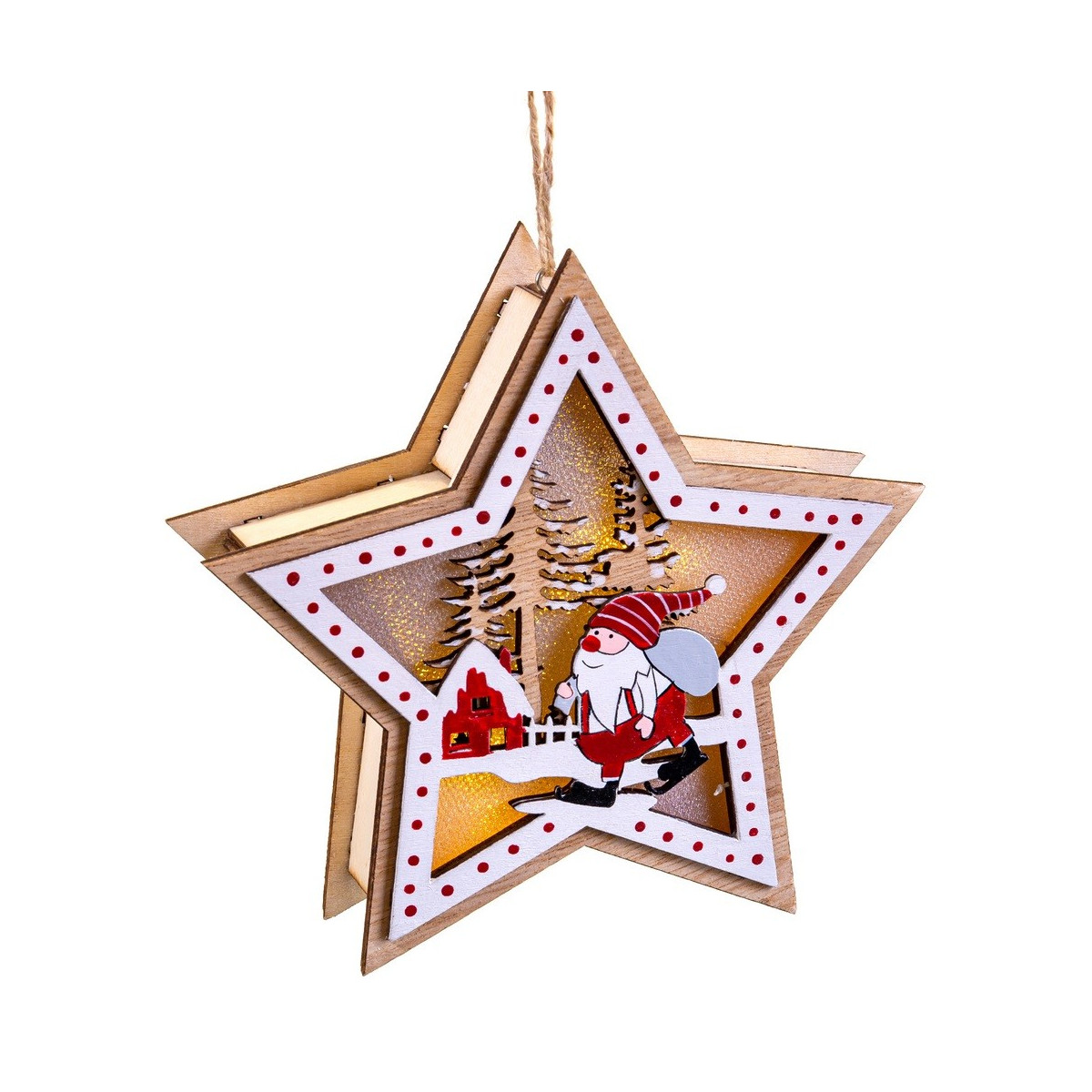Stella figure con luce legno 13,50 x 3,50 x 13 cm