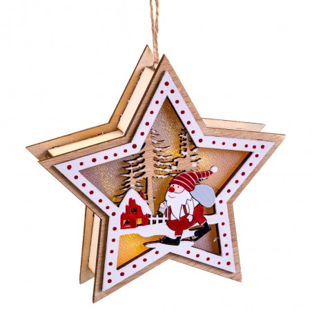Stella figure con luce legno 13,50 x 3,50 x 13 cm