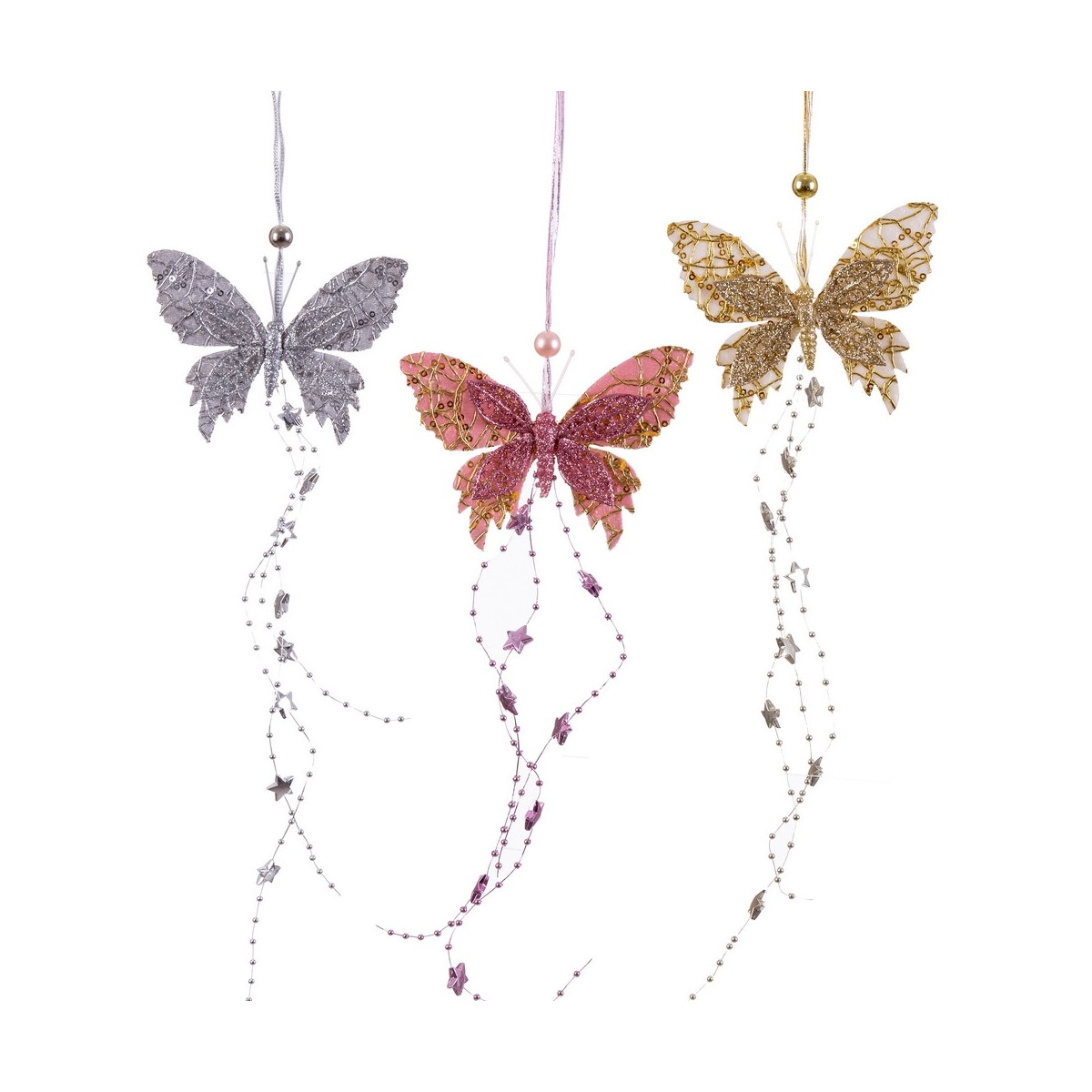 Pendente farfalle con stelle 3 c 45 x 12 cm
