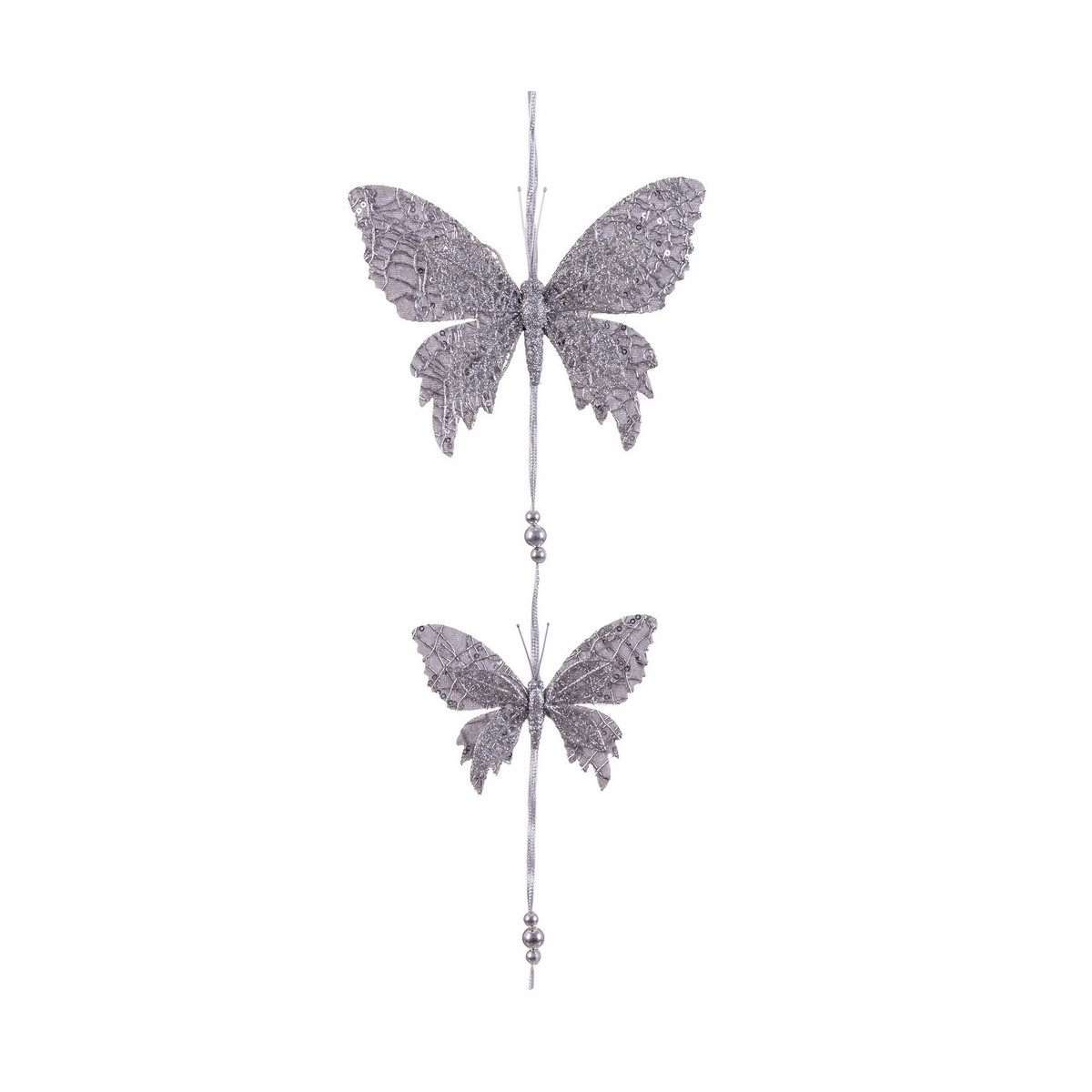 Pendente 2 farfalle argento 50 x 18 cm