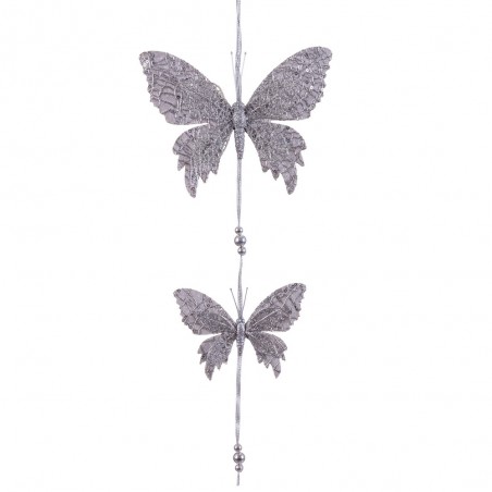 Pendente 2 farfalle argento 50 x 18 cm