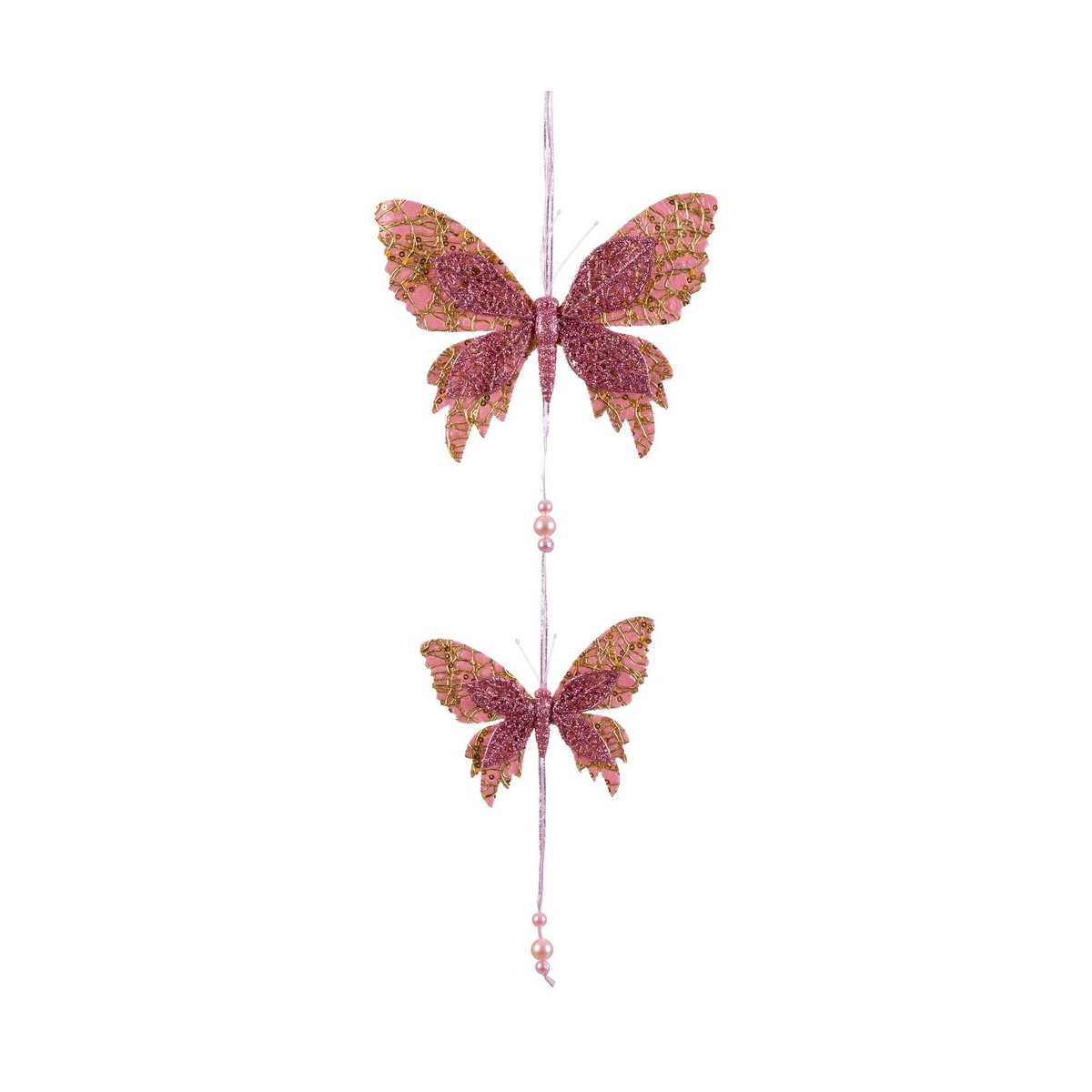 Ciondolo 2 farfalle rosa 50 x 18 cm