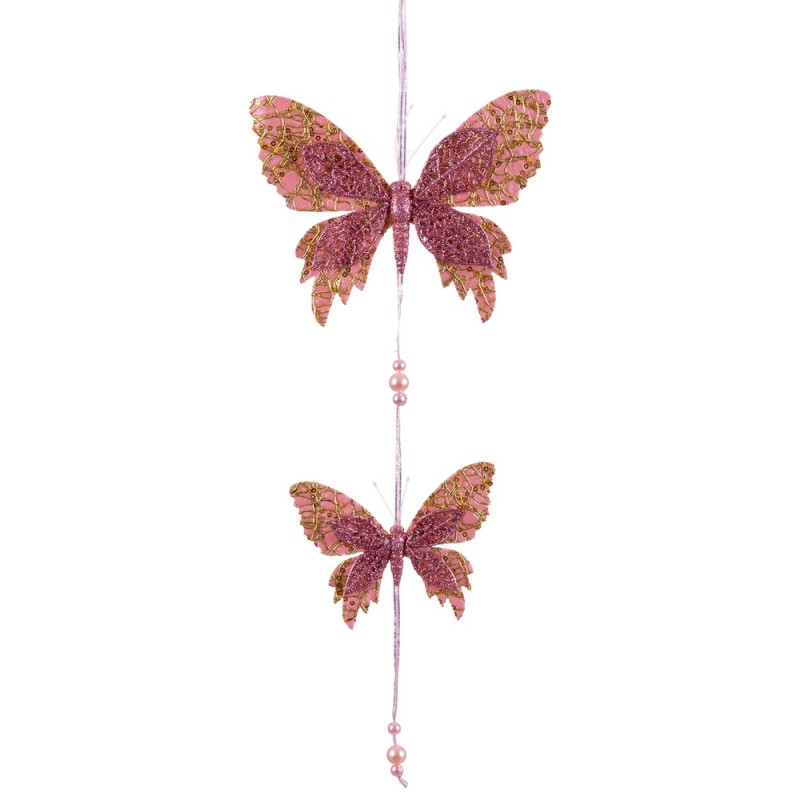Pendente 2 farfalle rosa 50 x 18 cm