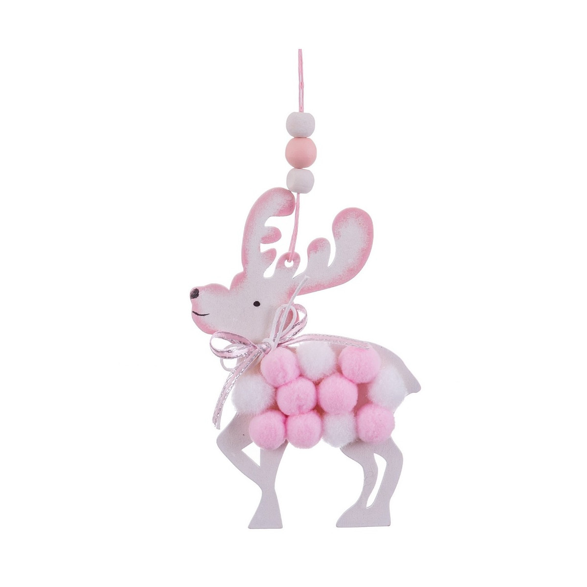 Pendente cervo in legno rosa 23 x 11 cm