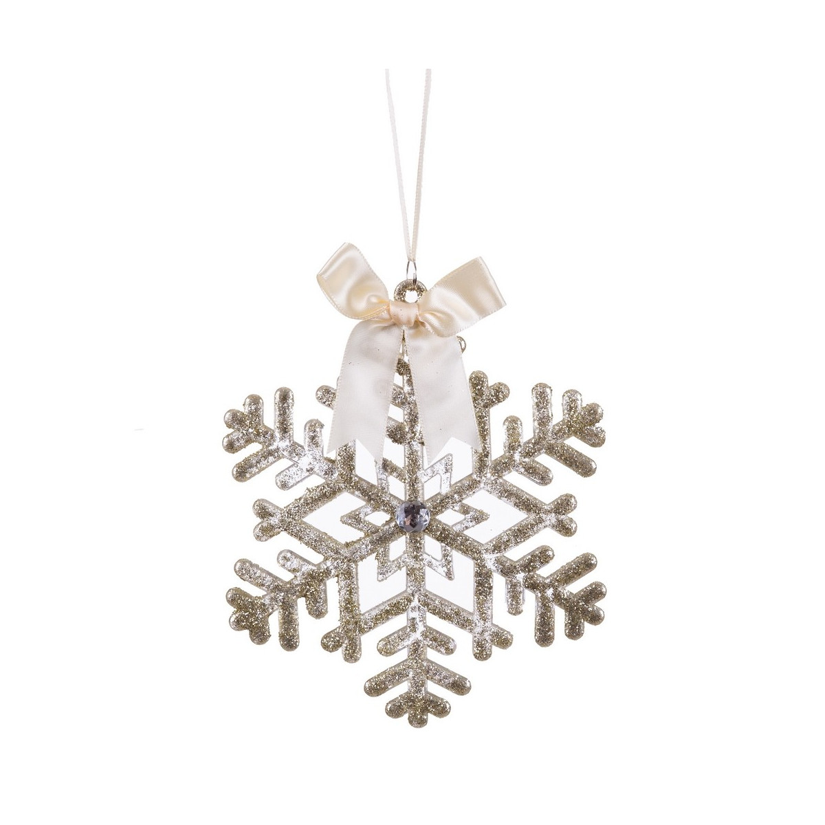 Pendente stella con fiocco di plastica 15 cm