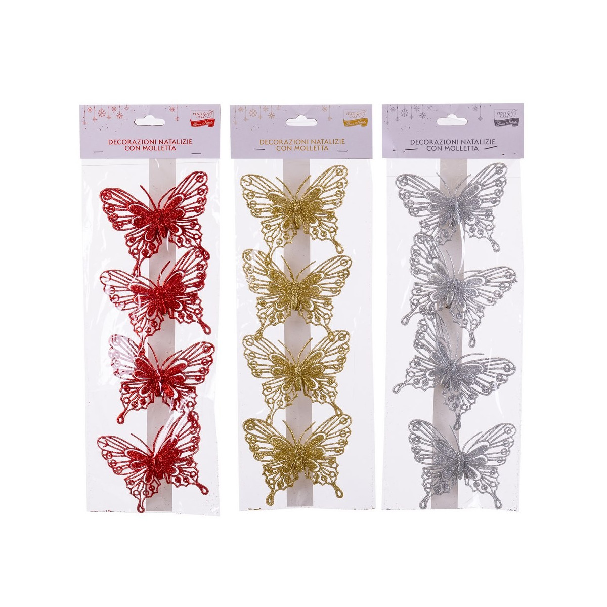 S 4 farfalle glitter plastica 3 c 8 cm