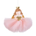 Pendente bambola in tessuto rosa 16 x 16 cm