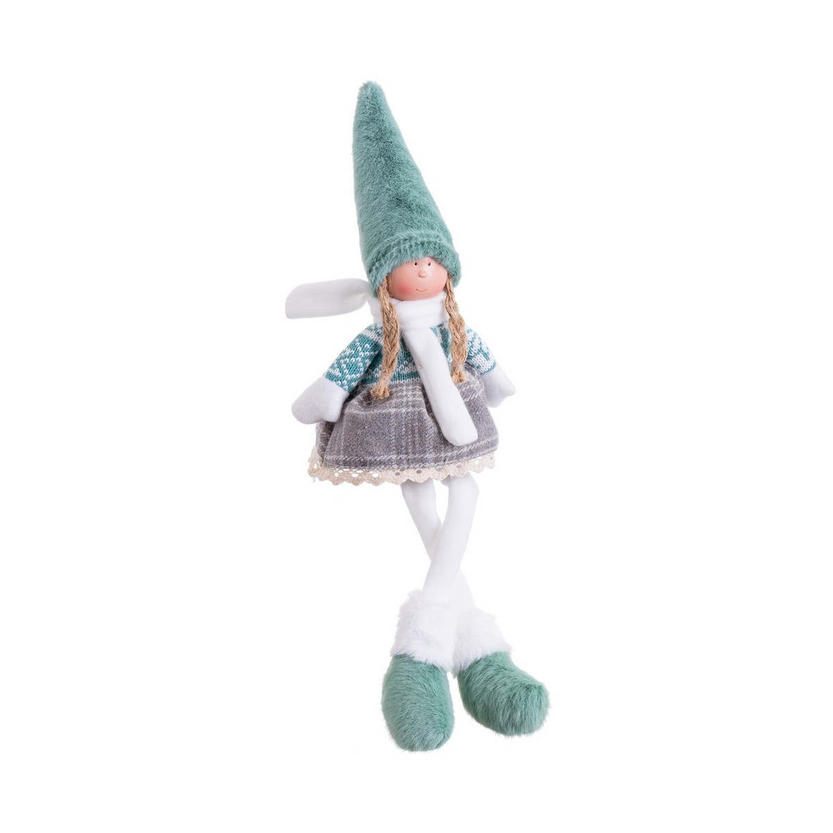 Bambola con gambe in tessuto turchese 15 x 9 x 45 cm