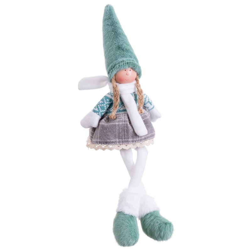 Bambola con gambe in tessuto turchese 15 x 9 x 45 cm