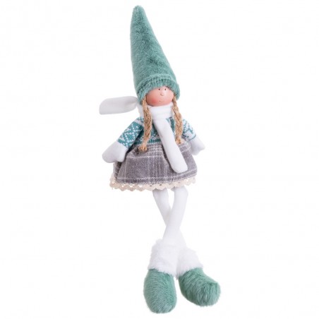 Bambola con gambe in tessuto turchese 15 x 9 x 45 cm