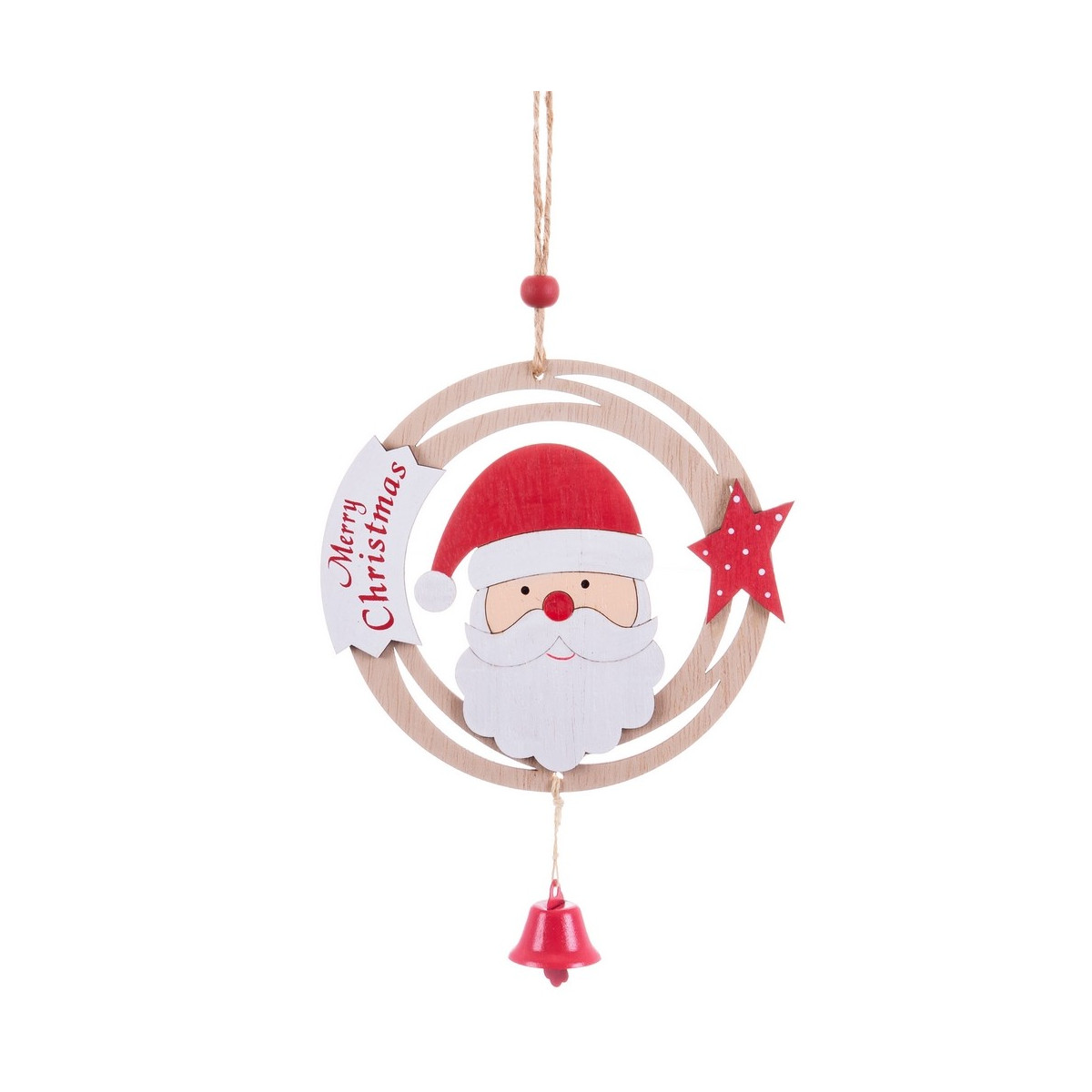 Ciondolo cerchio santa noel legno 26 x 12 x 0 50 cm