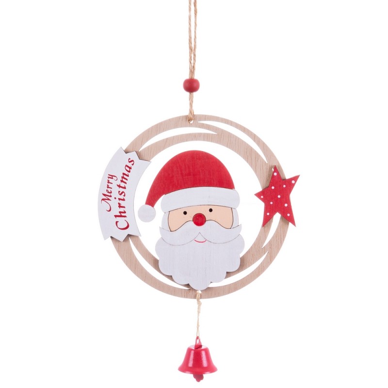 Ciondolo cerchio santa noel legno 26 x 12 x 0 50 cm