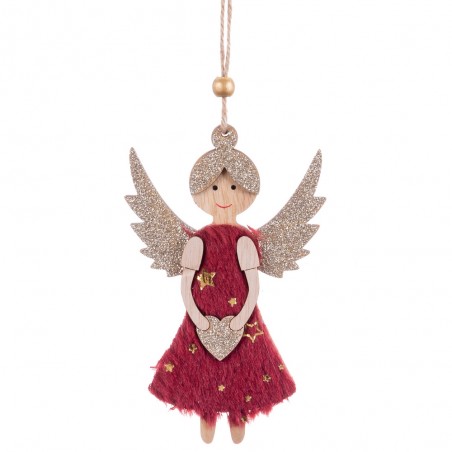 Pendente angelo in legno rosso 8 50 x 14 cm