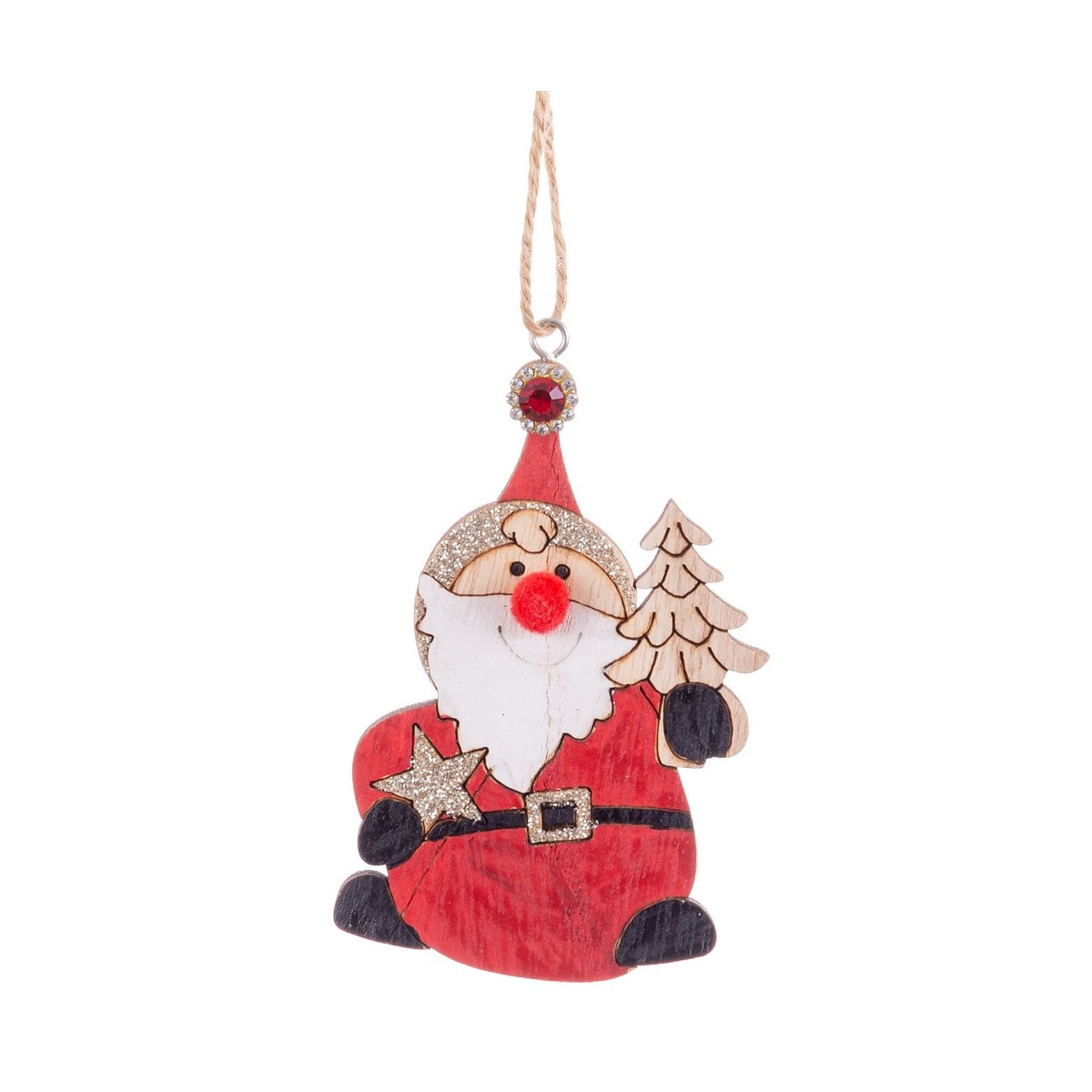 Pendente babbo natale legno 6,50 x 10,50 cm