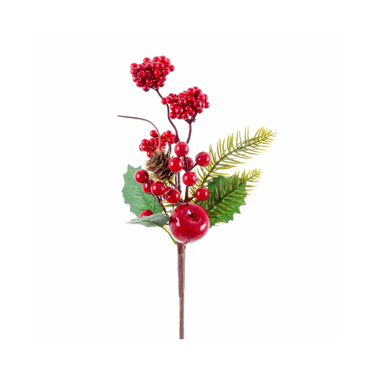 Ramo di agrifoglio, foglie e mela 31 cm