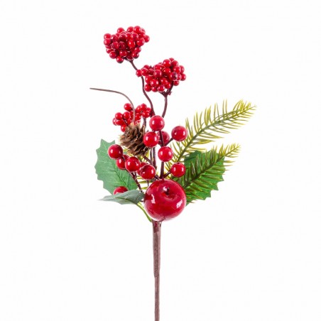 Ramo di agrifoglio, foglie e mela 31 cm