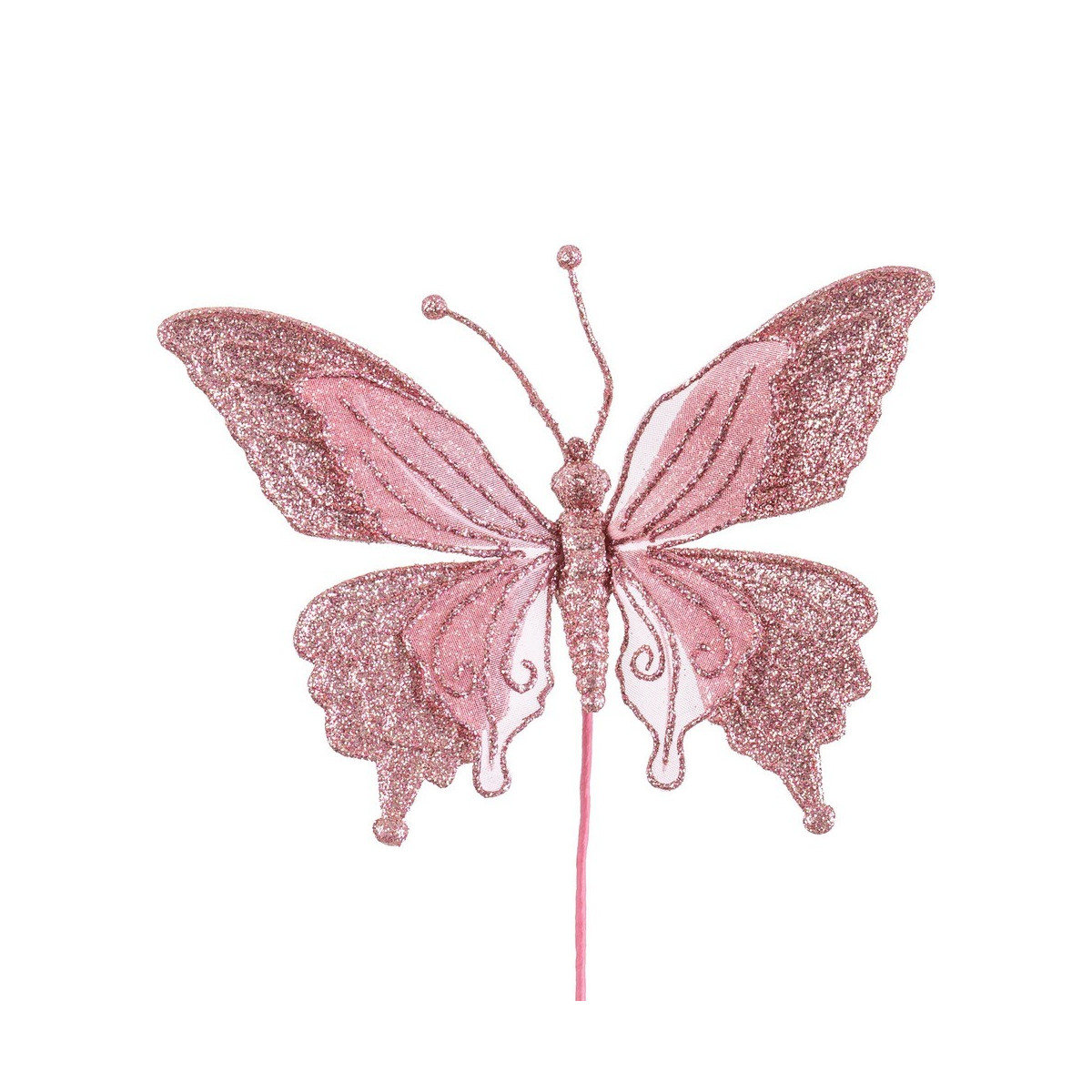 Scegli farfalla tessuto rosa 10 cm