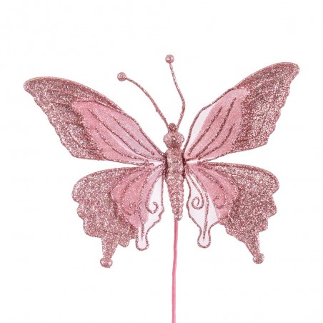 Scegli farfalla tessuto rosa 10 cm