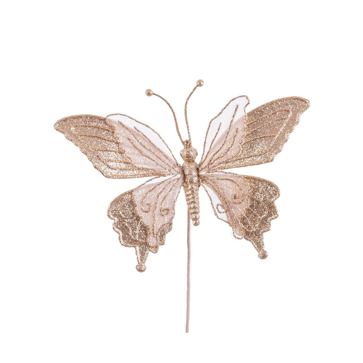 Plettro farfalla in tessuto oro 10 cm