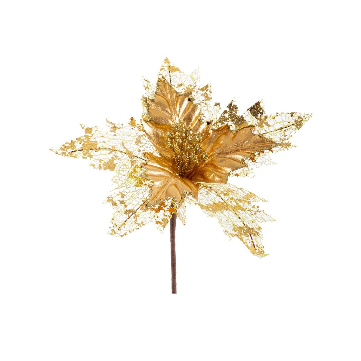 Poinsettia tessuto oro 23 x 27 cm