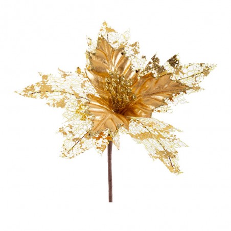 Poinsettia tessuto oro 23 x 27 cm