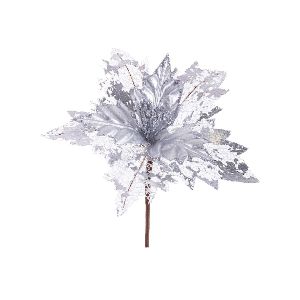 Poinsettia tessuto argento 23 x 27 cm