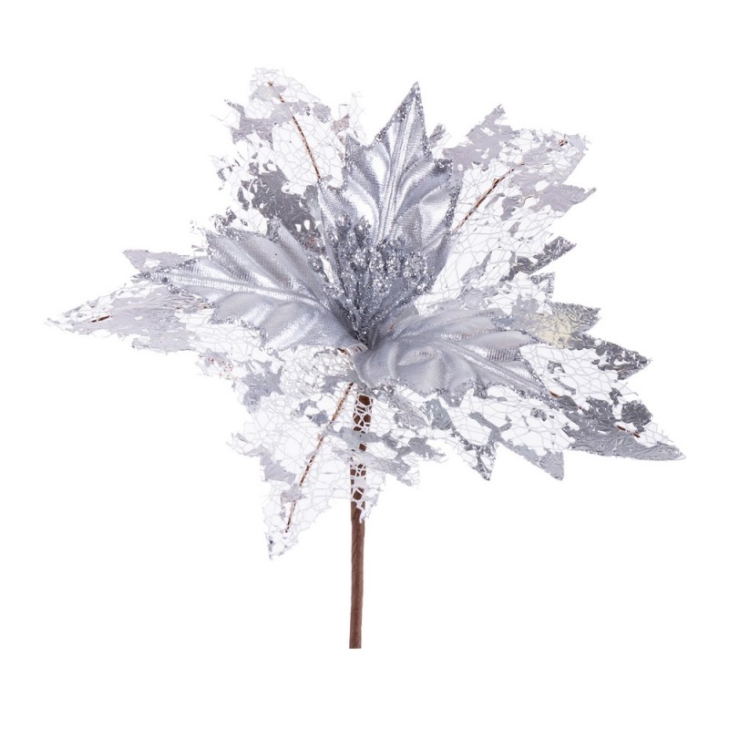 Poinsettia tessuto argento 23 x 27 cm