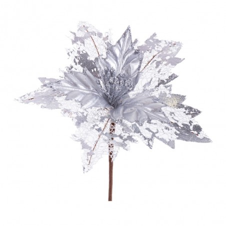 Poinsettia tessuto argento 23 x 27 cm