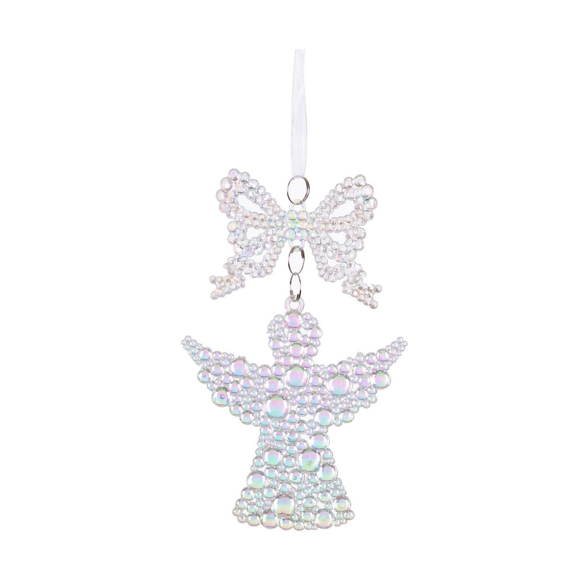 Ciondolo fiocco angelo plastica 16 x 9 cm